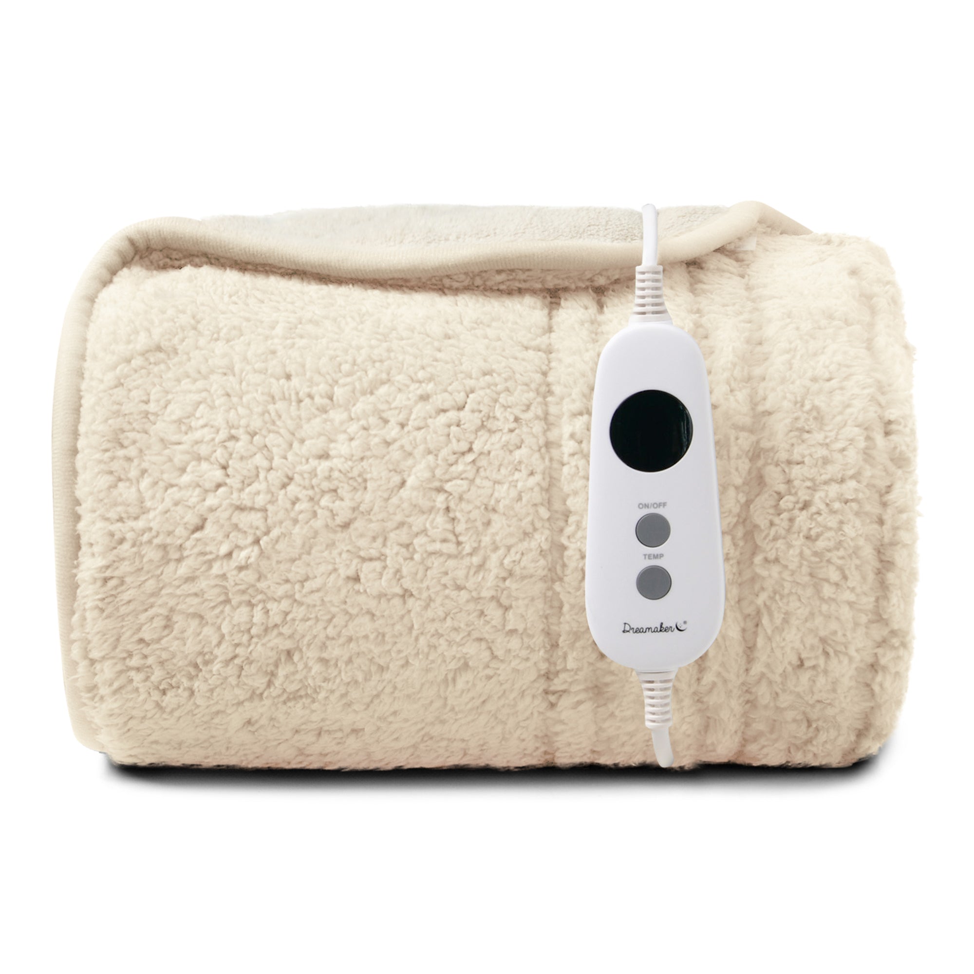 Reversible Sherpa & Coral Fleece Heated Throw Blanket | Natural