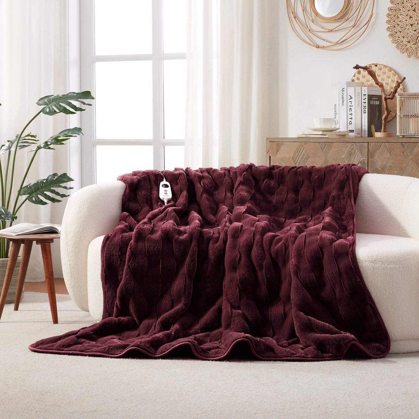 Faux Fur Heated Throw Blankets