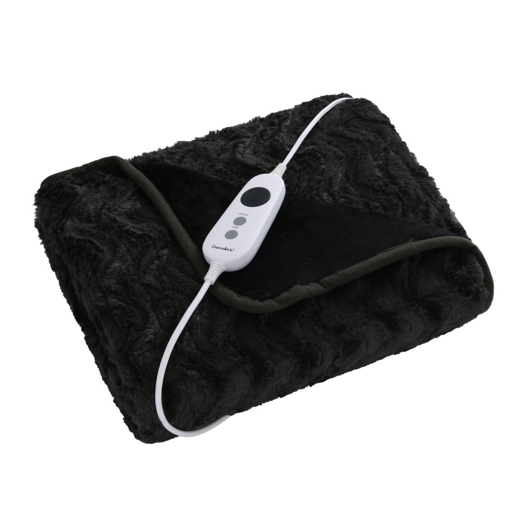 500Gsm Faux Fur Heated Throw Charcoal