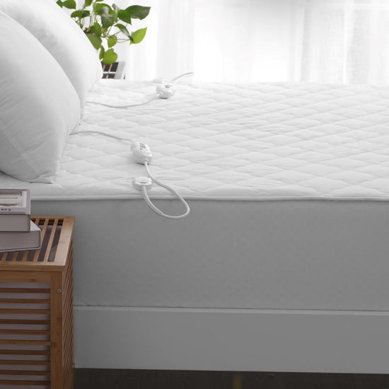 100% Cotton Quilted Electric Blanket White