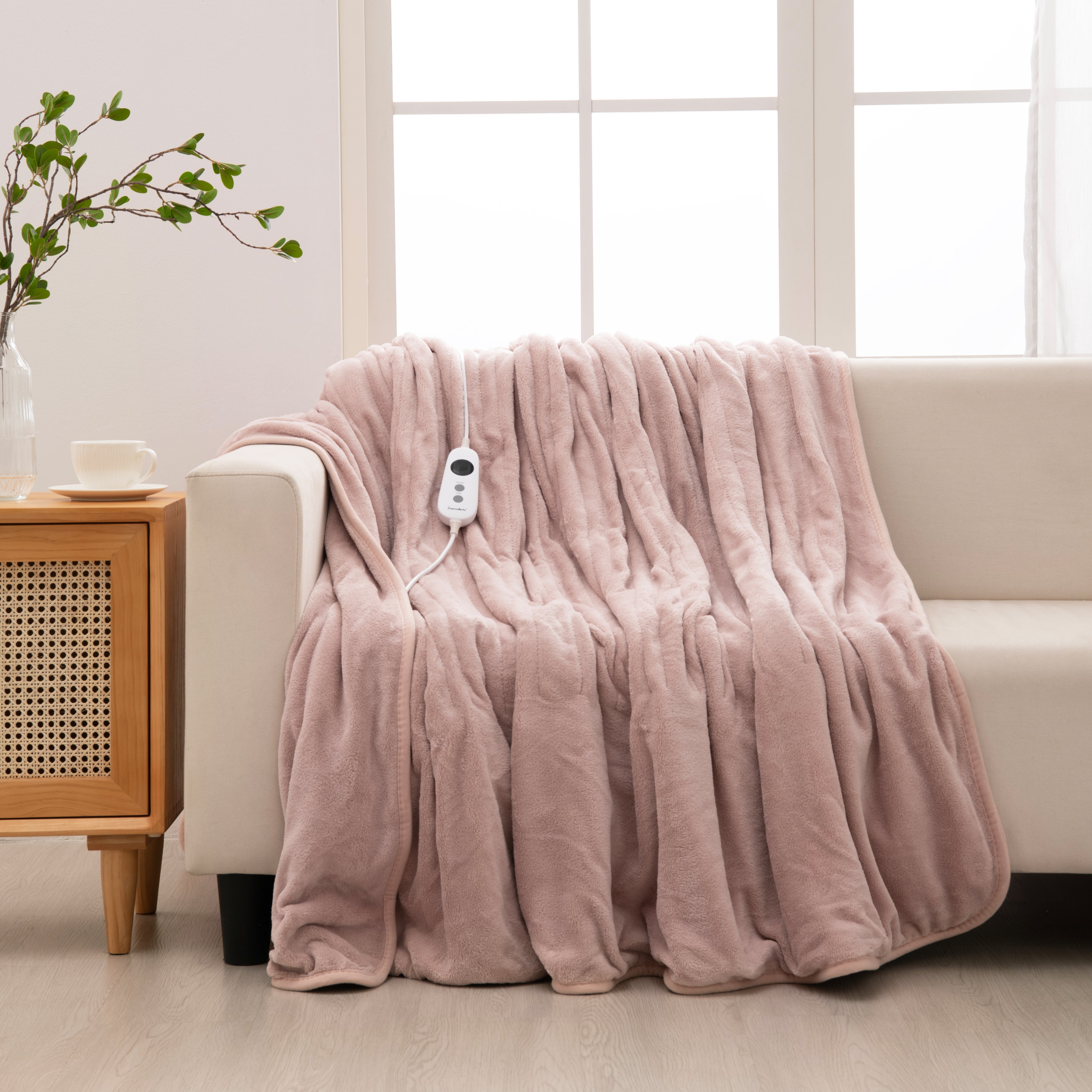 Coral Fleece Electric Heated Throw Blanket Blush Pink DreamakerAU