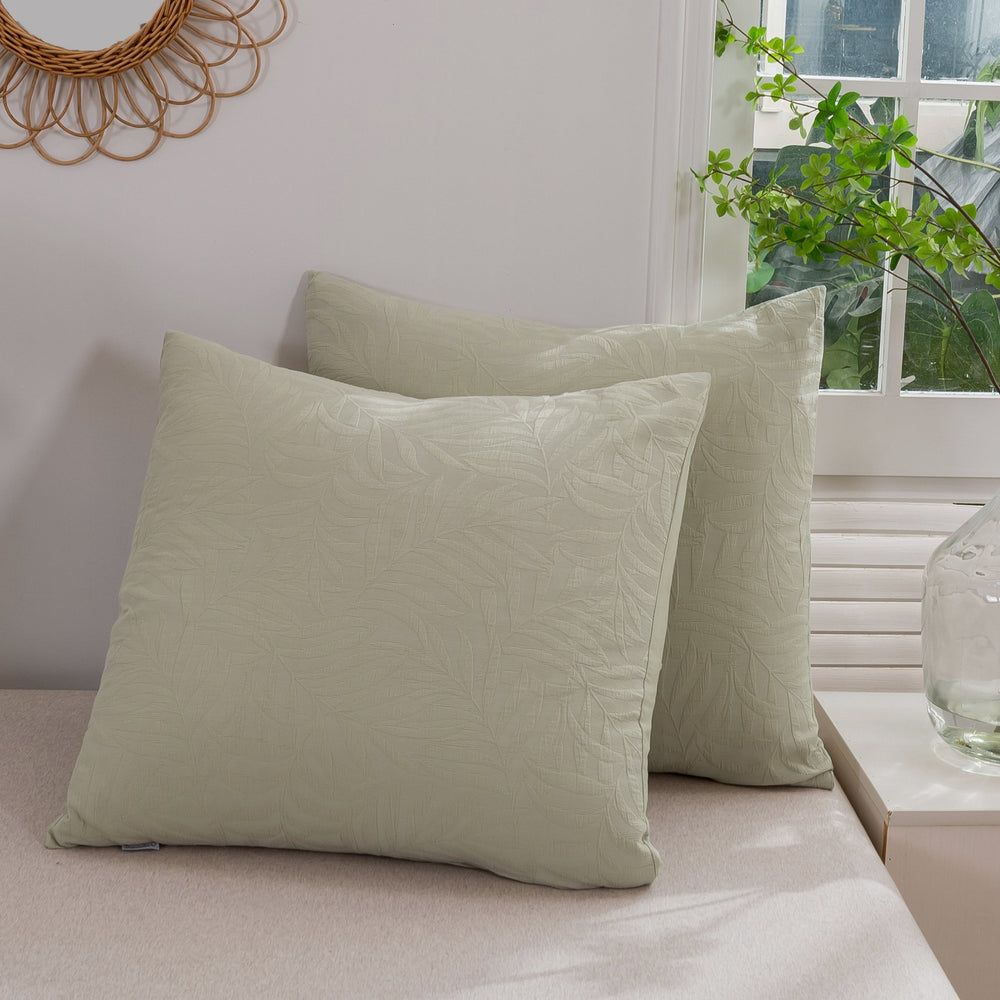 
                      
                        Leafy Jacquard 100% Cotton European Pillowcase Sage
                      
                    