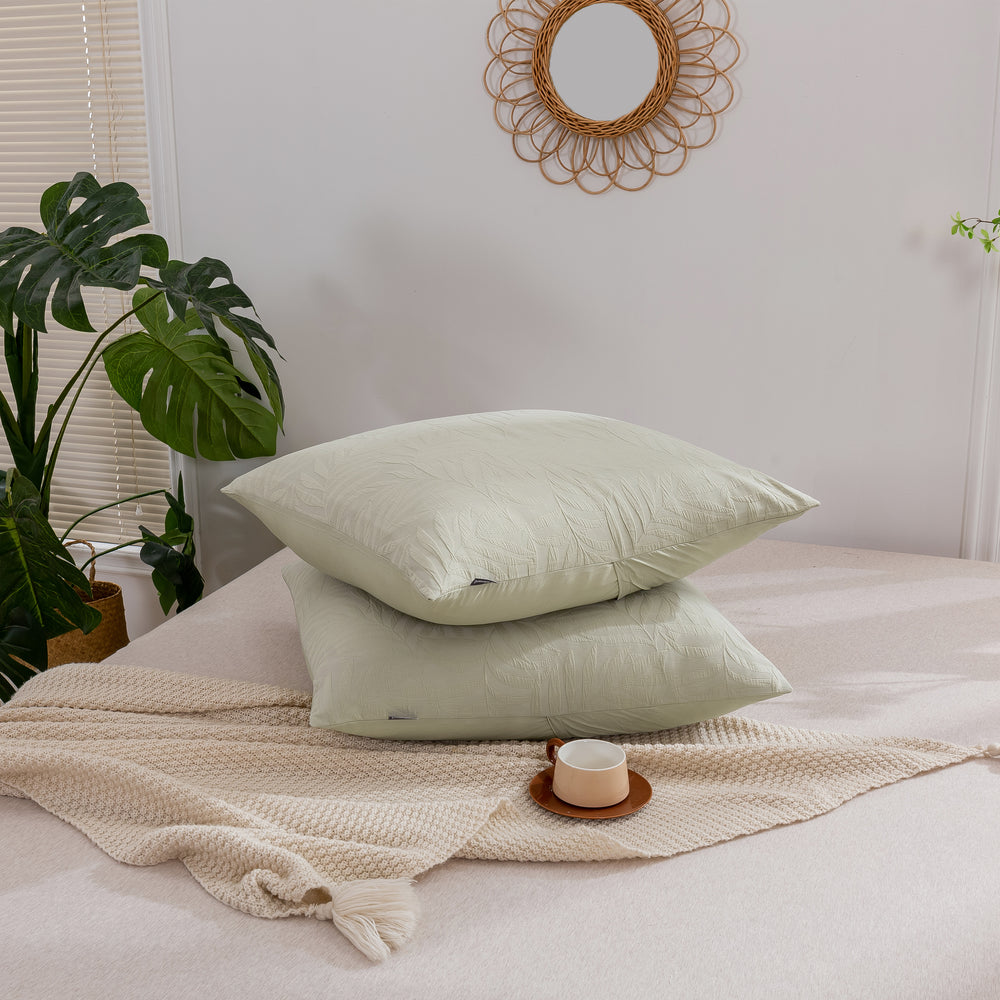 
                      
                        Leafy Jacquard 100% Cotton European Pillowcase Sage
                      
                    