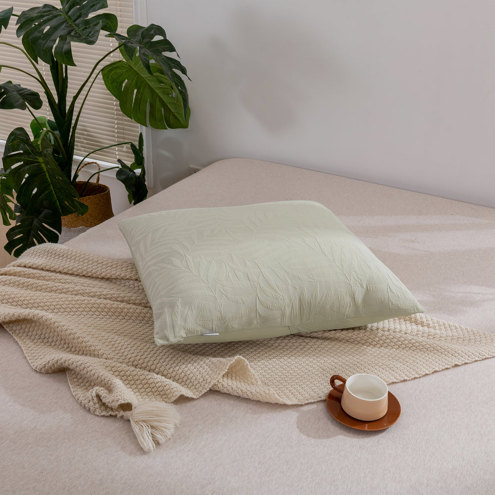 
                      
                        Leafy Jacquard 100% Cotton European Pillowcase Sage
                      
                    