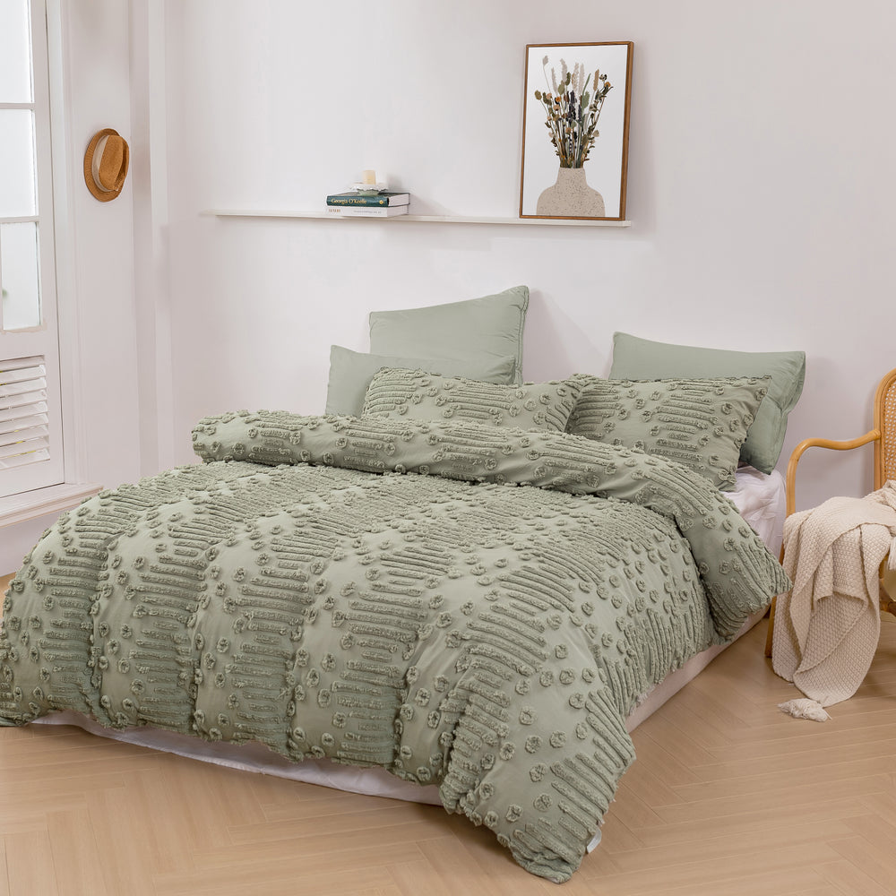 
                      
                        Fletcher Ultrafine Tufted Chenille Quilt Cover Set Sage
                      
                    