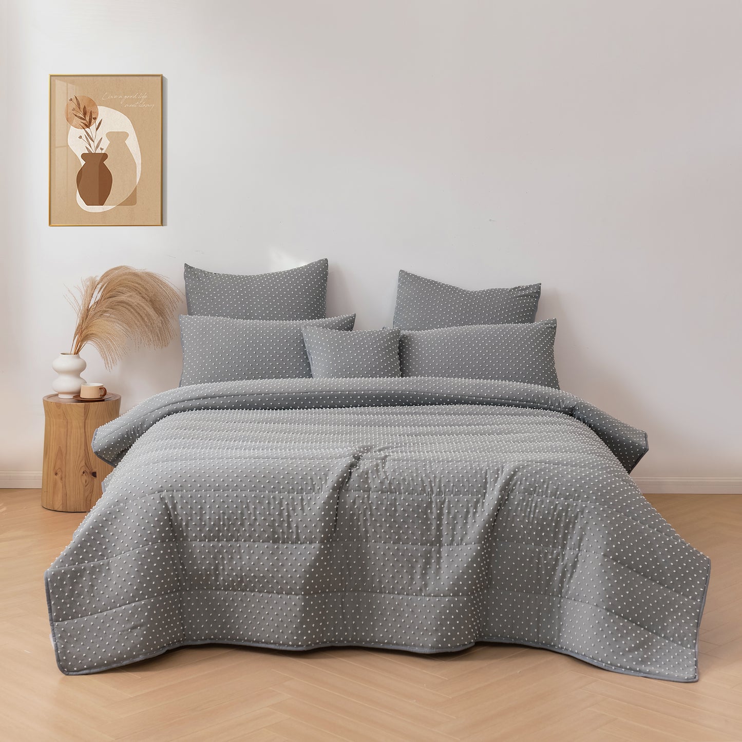 Finley Dot 6 Piece Comforter Set Charcoal