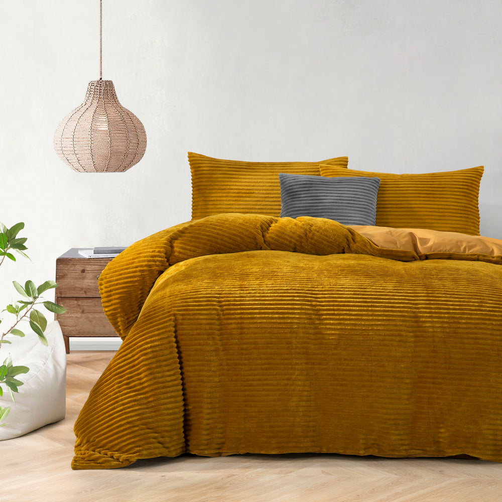 
                      
                        Embossed Teddy Fleece Quilt Cover Set Mustard
                      
                    