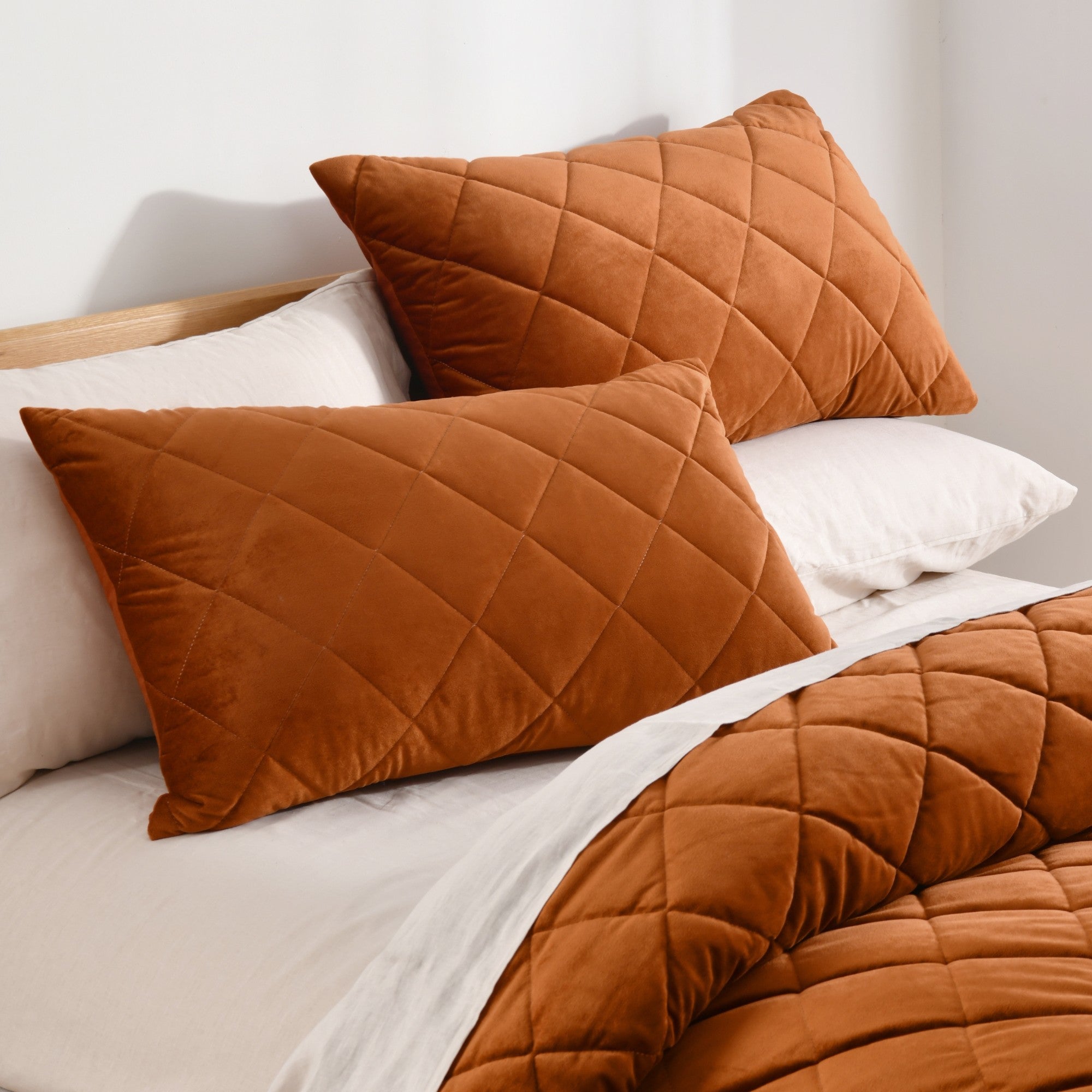 Rust Haven Velvet Quilted Quilt Cover Set - Luxury Winter Bedding ...
