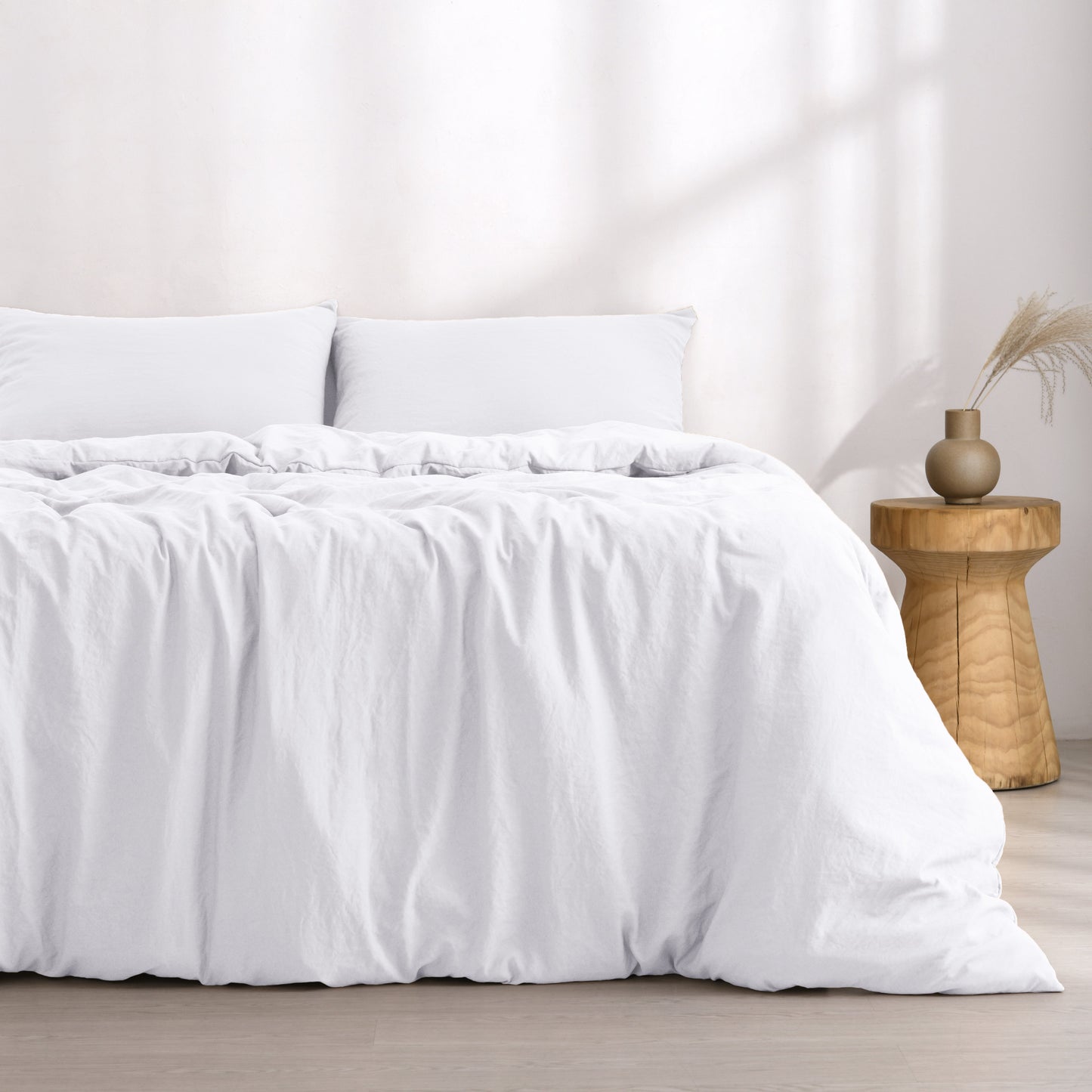 Superfine Washed Microfibre  Quilt Cover Set White