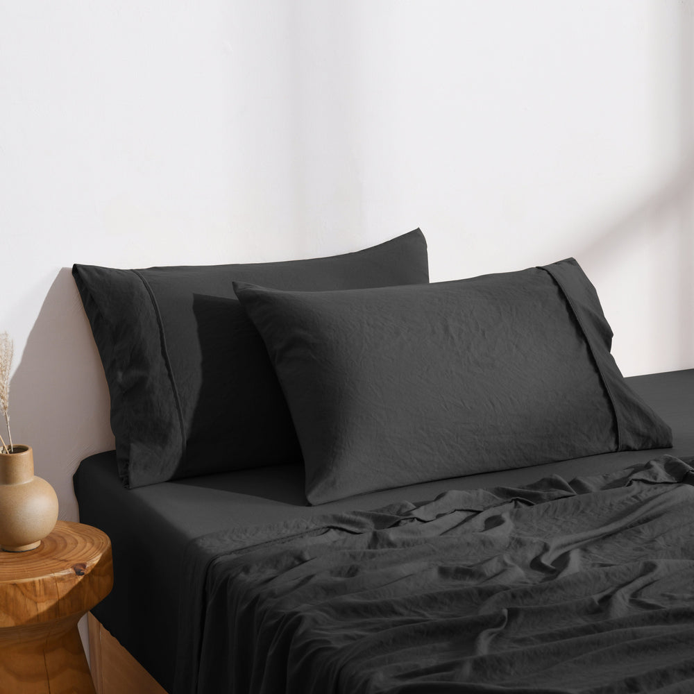 
                      
                        Superfine Washed Microfibre Standard Pillowcase Twin Pack - Black
                      
                    