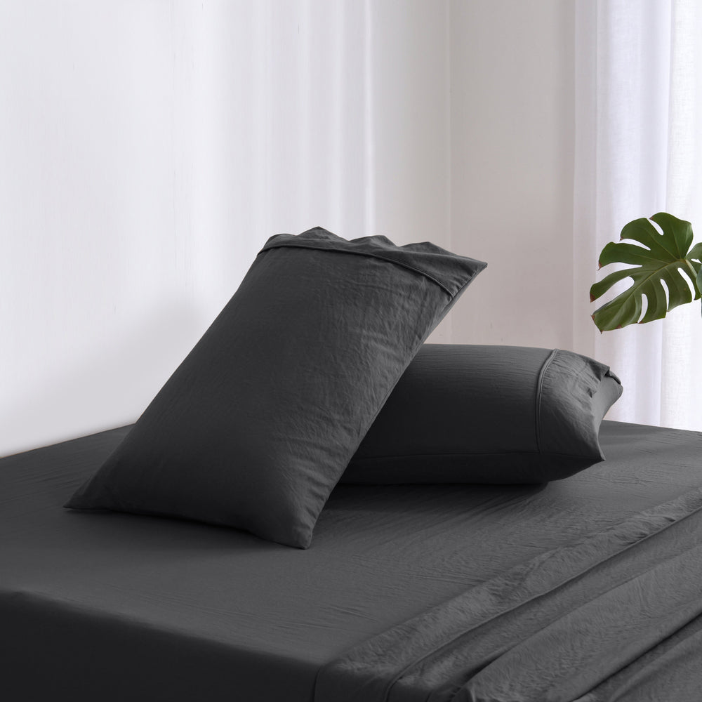 
                      
                        Superfine Washed Microfibre Standard Pillowcase Twin Pack - Black
                      
                    