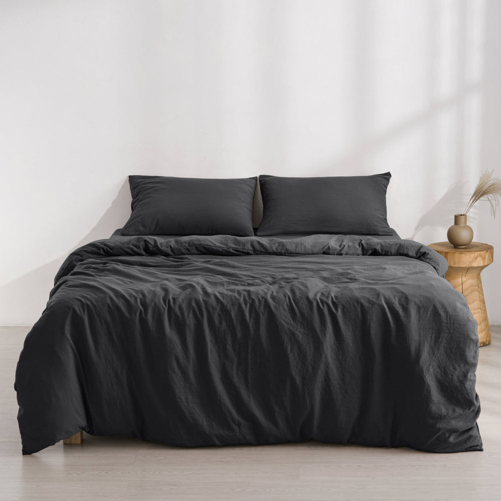 
                      
                        Superfine Washed Microfibre Quilt Cover Set Black
                      
                    