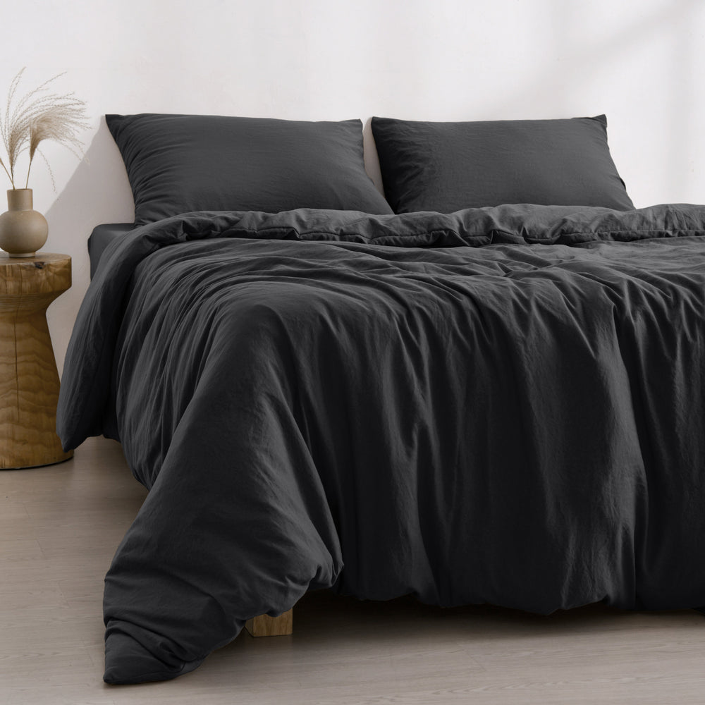 
                      
                        Superfine Washed Microfibre Quilt Cover Set Black
                      
                    