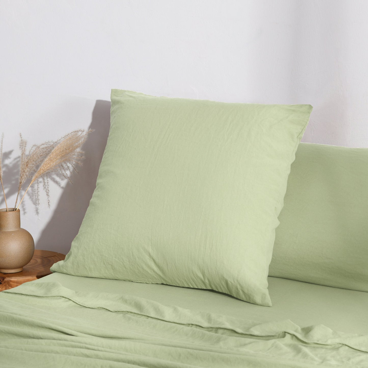 Superfine Washed Microfibre European Pillowcase - Sage Green