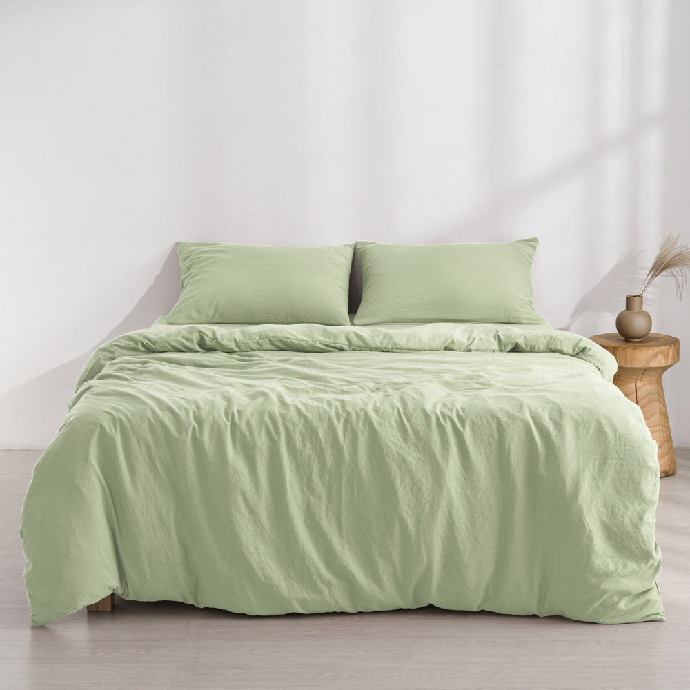 
                      
                        Superfine Washed Microfibre  Quilt Cover Set Sage Green
                      
                    