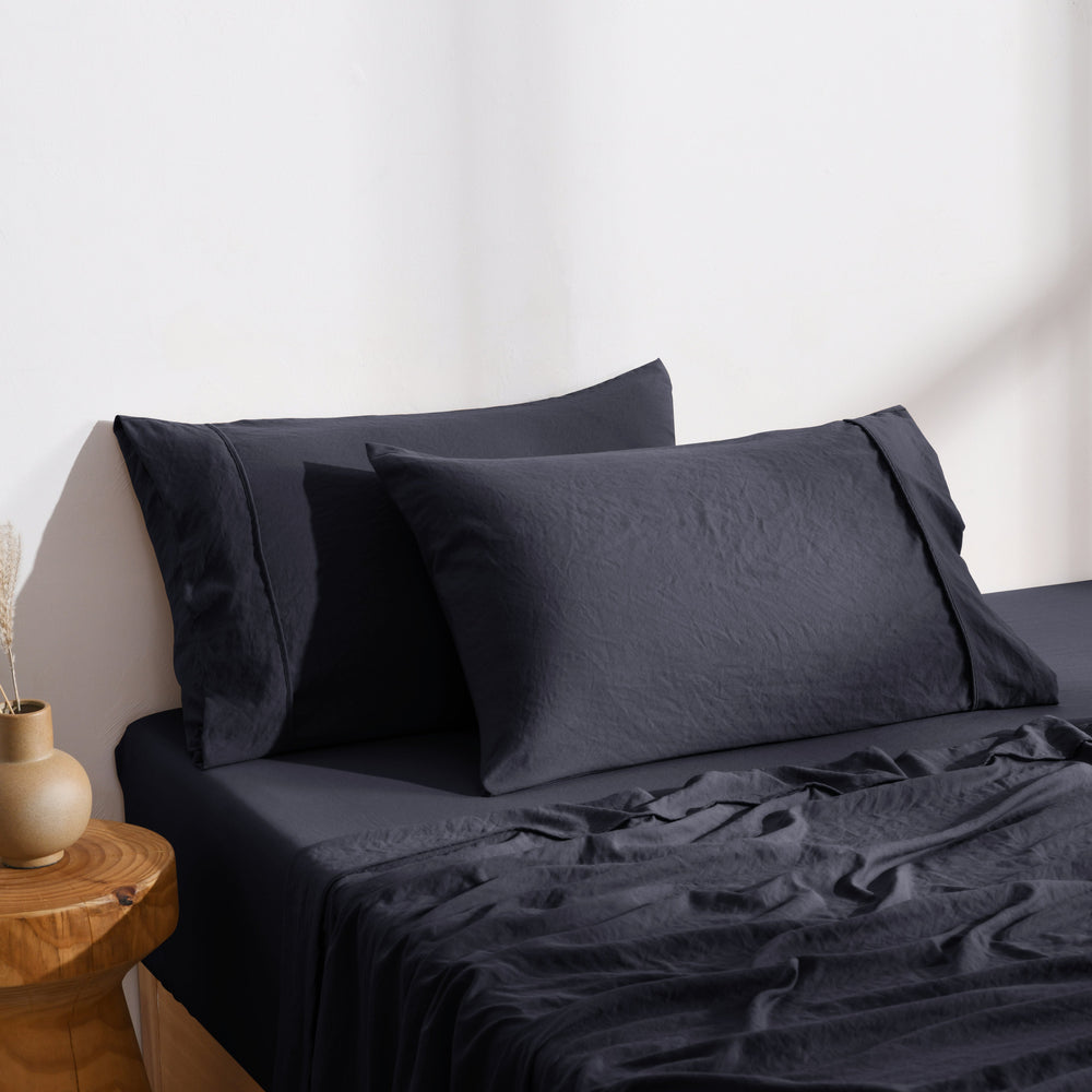 
                      
                        Superfine Washed Microfibre Standard Pillowcase Twin Pack - Navy
                      
                    