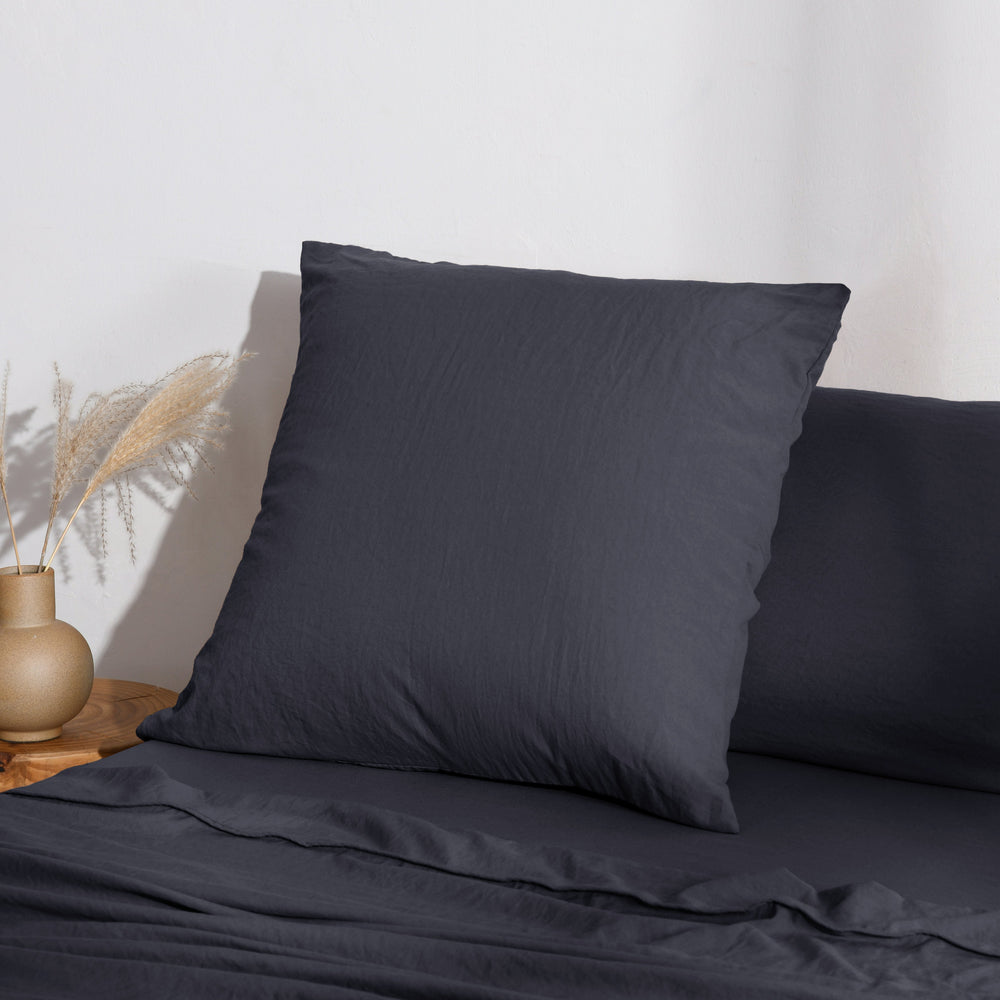 Superfine Washed Microfibre European Pillowcase - Navy