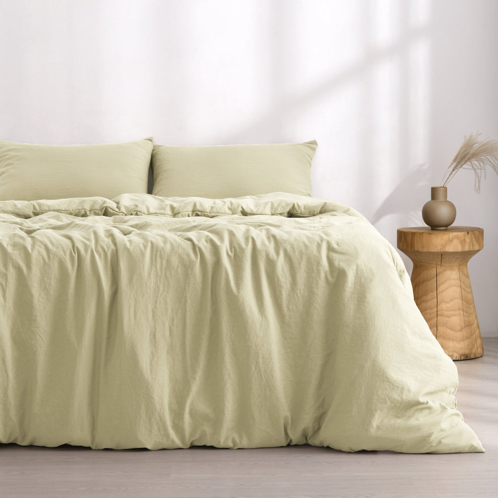 Superfine Washed Microfibre  Quilt Cover Set Natural