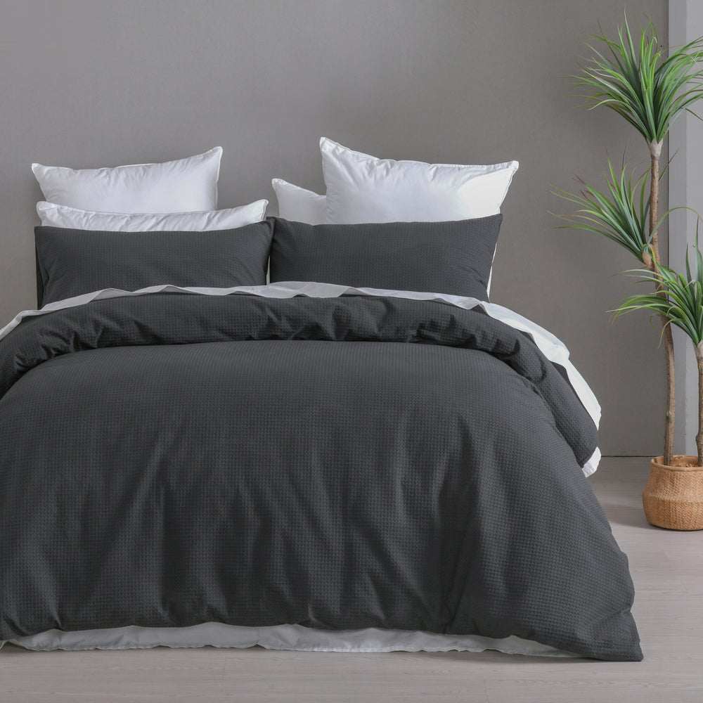 
                      
                        Cotton Rich Waffle Quilt Cover Set Charcoal
                      
                    