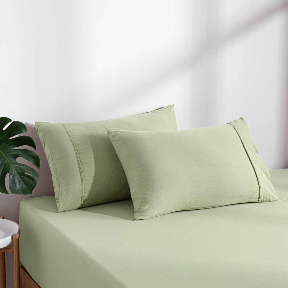 
                      
                        Superfine Washed Microfibre Combo Fitted Sheet Set Sage Green
                      
                    