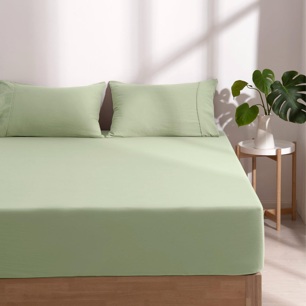 
                      
                        Superfine Washed Microfibre Combo Fitted Sheet Set Sage Green
                      
                    