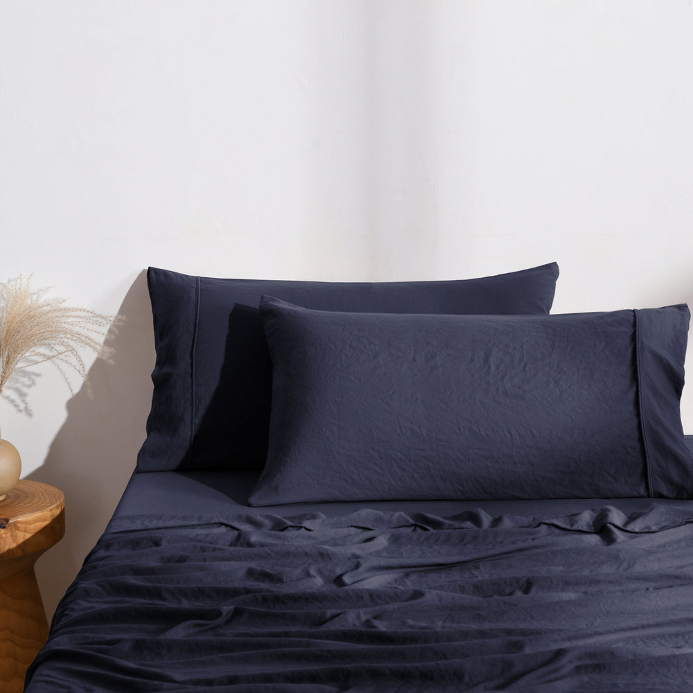 
                      
                        Superfine Washed Microfibre King Pillowcase Twin Pack Navy
                      
                    