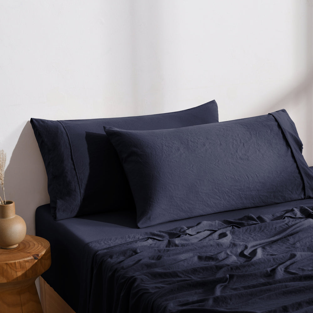 
                      
                        Superfine Washed Microfibre King Pillowcase Twin Pack Navy
                      
                    