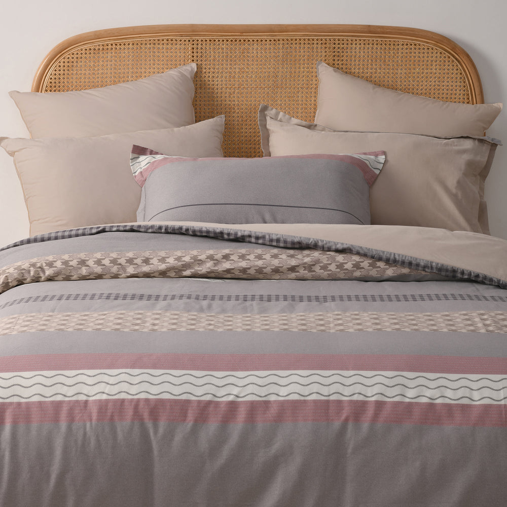 
                      
                        Kumiko 100% Cotton Reversible Quilt Cover Set Grey
                      
                    