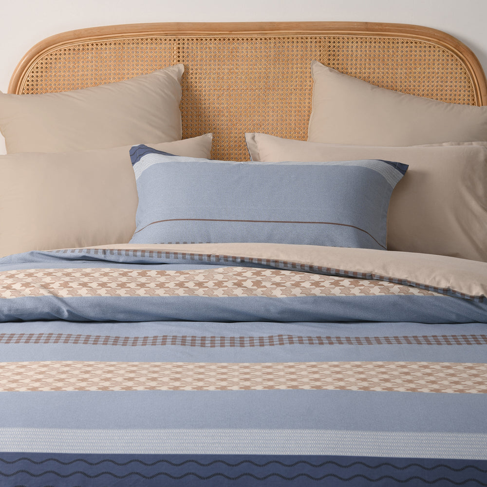 
                      
                        Kumiko 100% Cotton Reversible Quilt Cover Set Blue
                      
                    