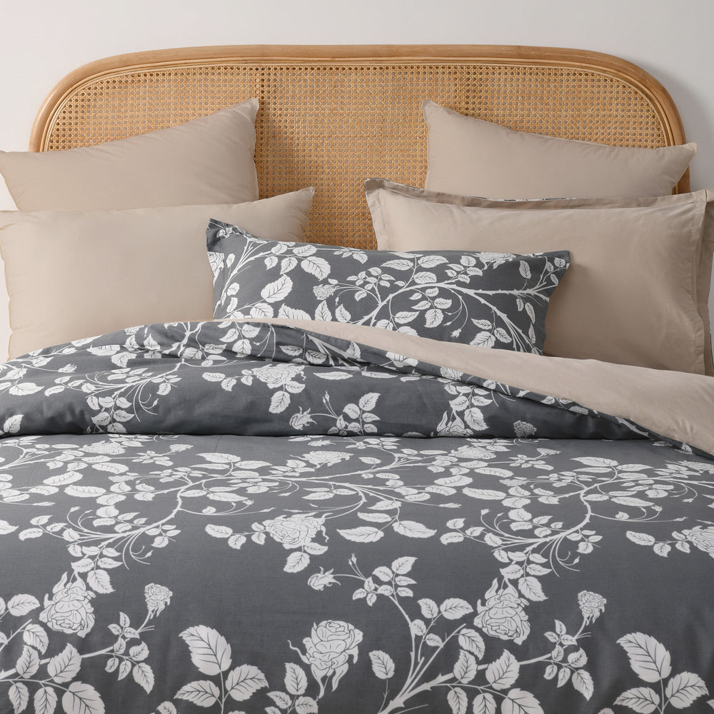 
                      
                        Felicity 100% Cotton Reversible Quilt Cover Set Charcoal
                      
                    