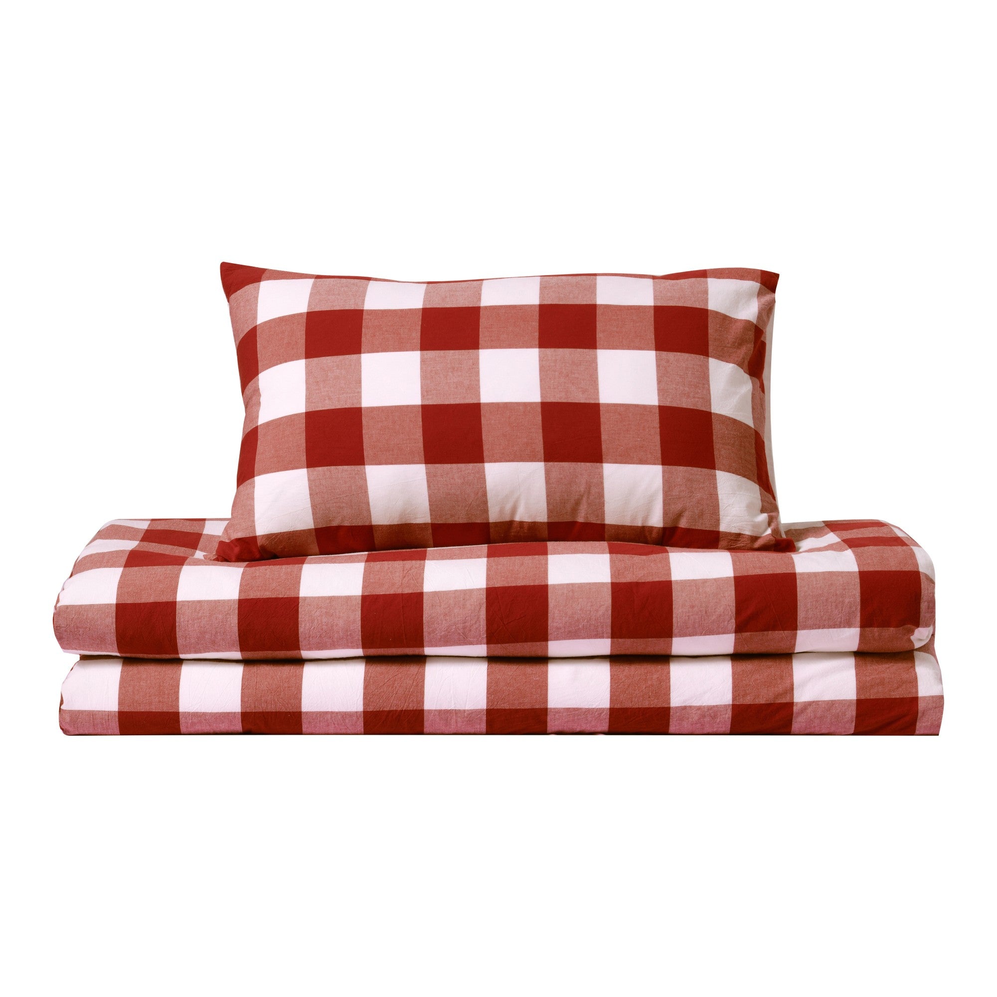 Rust Big Gingham Quilt Cover Set – Yarn Dyed Washed Cotton Bedding ...