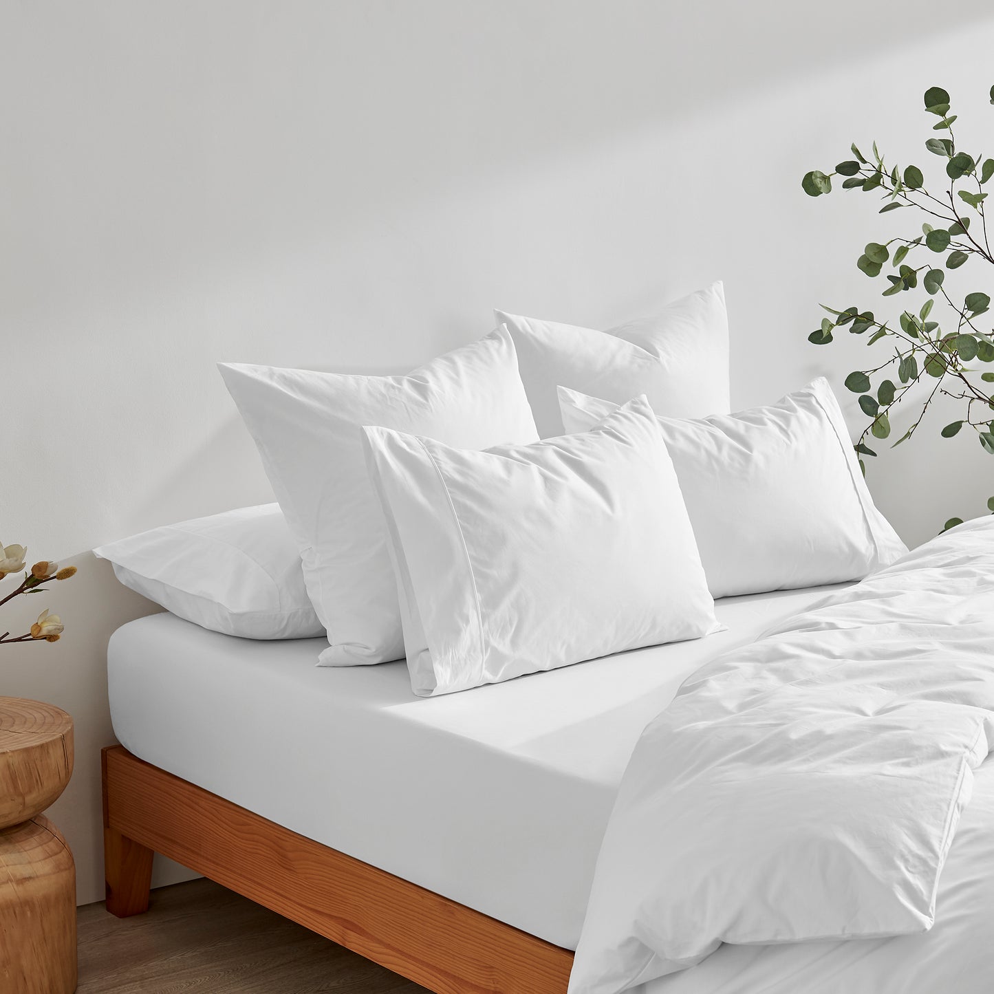 300TC High Thread Count Natural Cotton Quilt Cover Sets Pillowcases Sheets and European