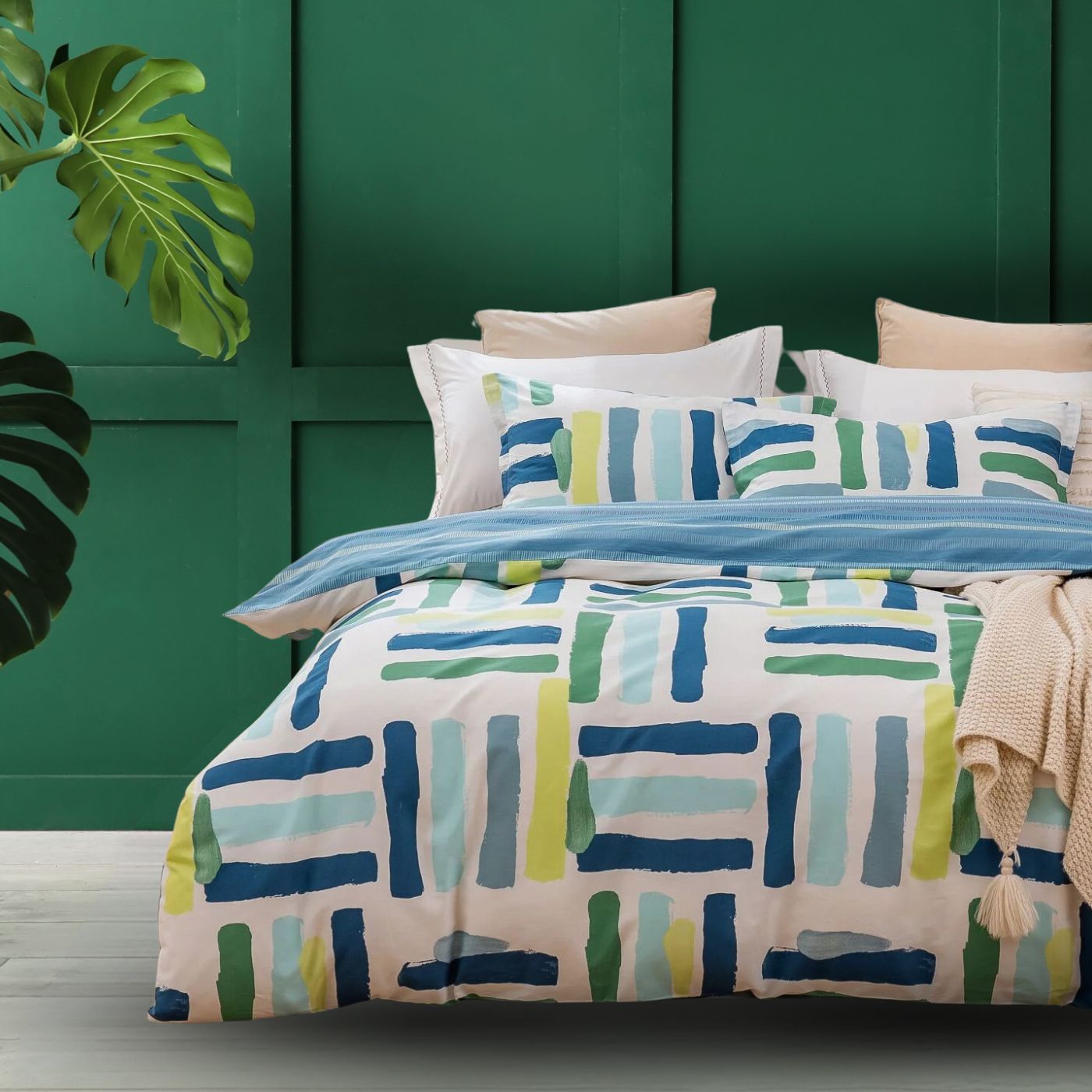 Quilt cover set summer stripe 60% off sale airbnb bedding