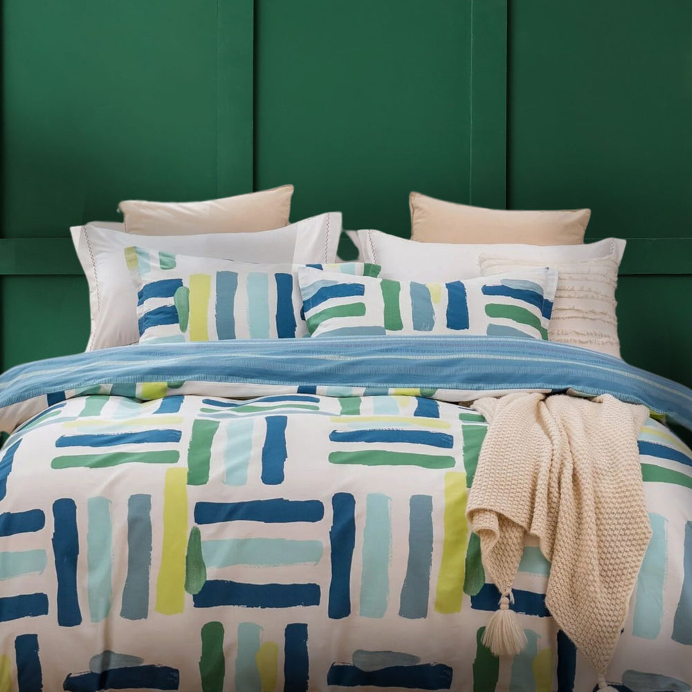 Quilt cover set summer stripe 60% off sale airbnb bedding