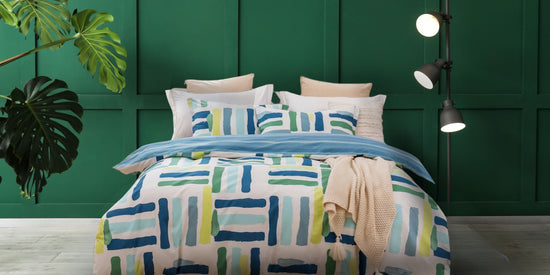 Quilt cover set summer stripe 60% off sale airbnb bedding