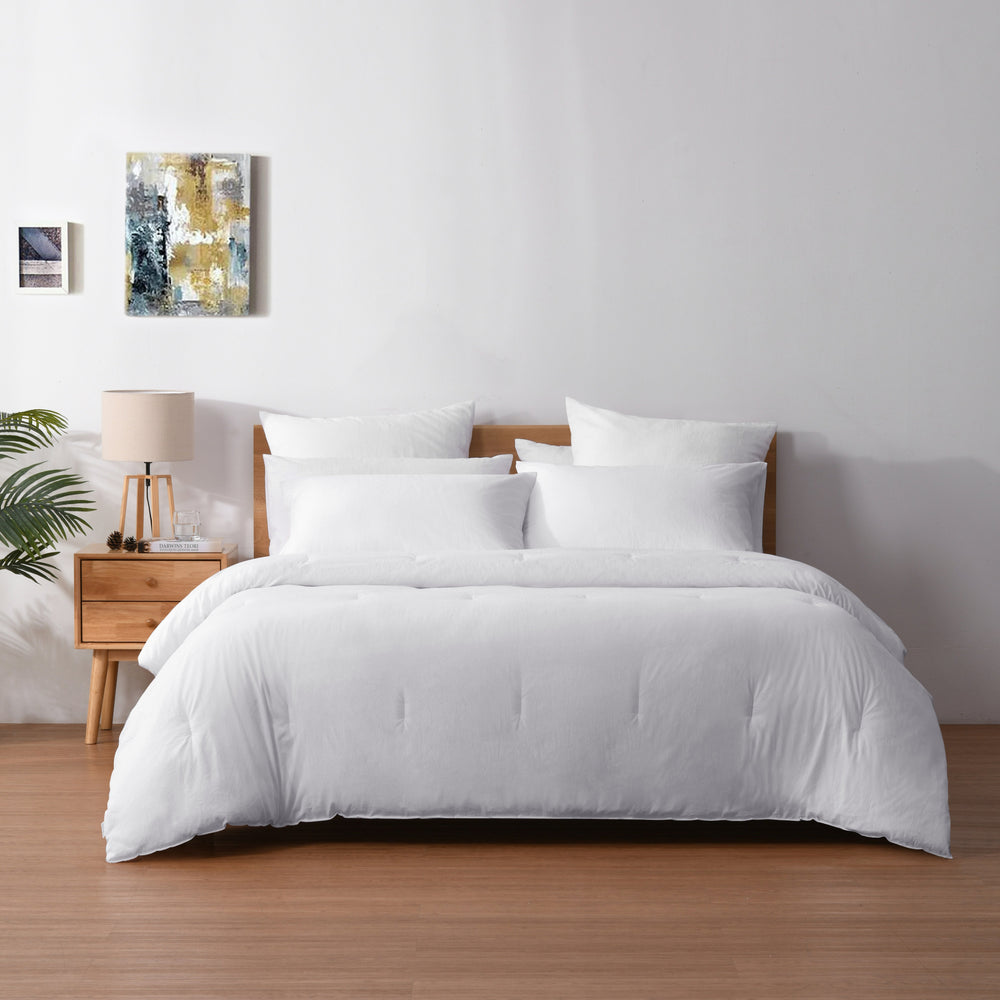 225TC Cotton Washed Comforter Set White