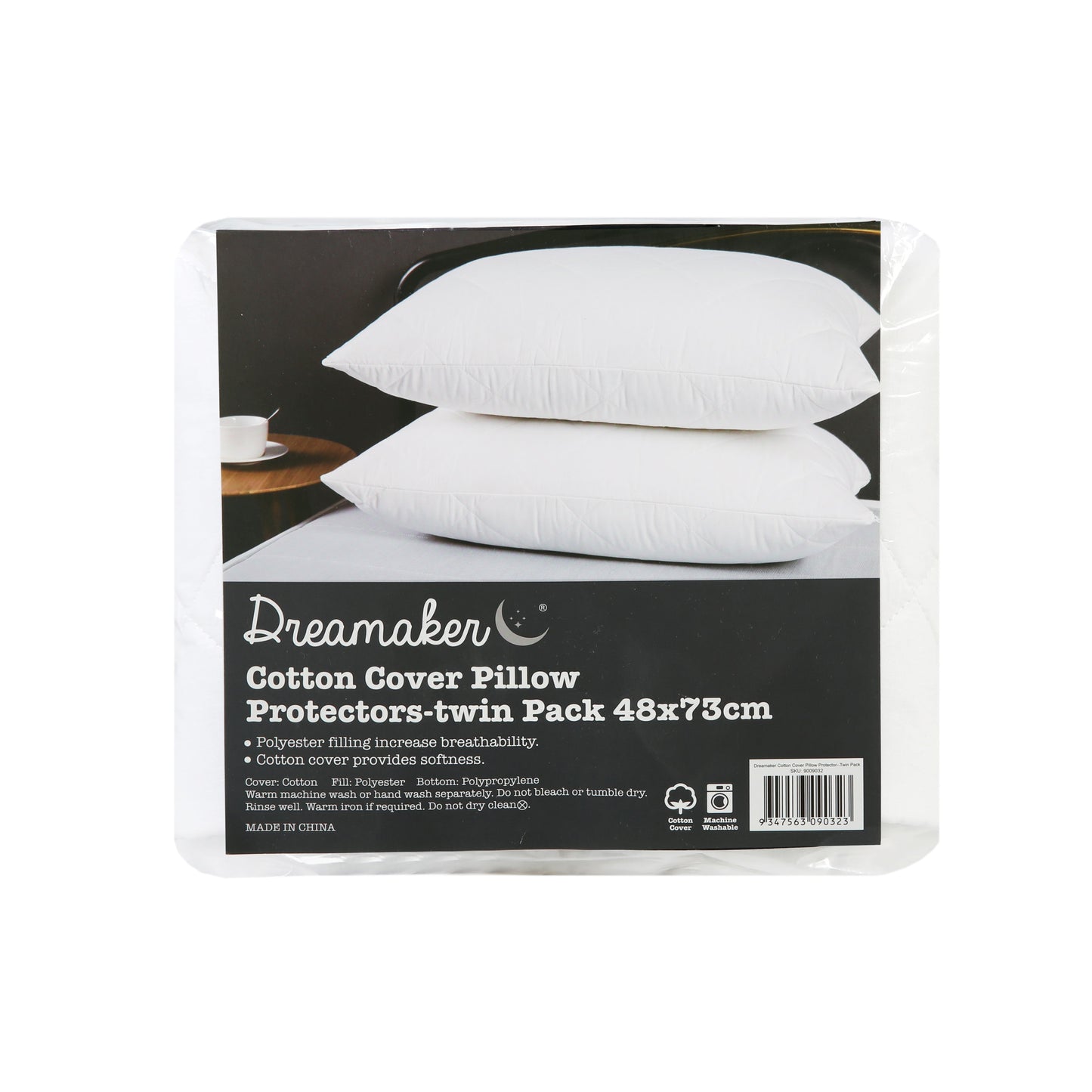 Cotton Terry Towelling Waterproof Pillow Protector Standard (2 Pack