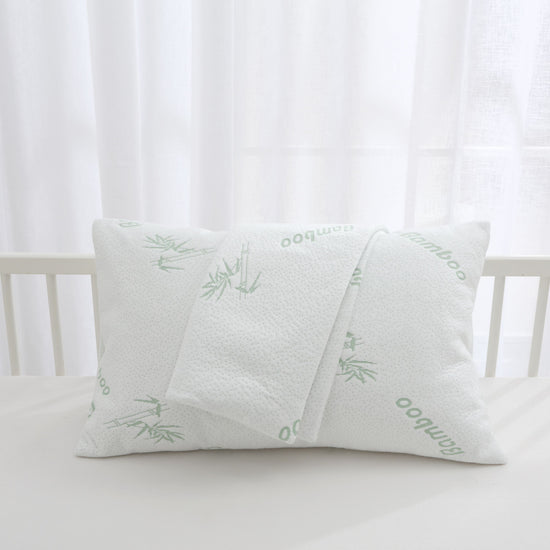 260gsm Bamboo Knitted Cot Waterproof Pillow Protector White 2-Pack