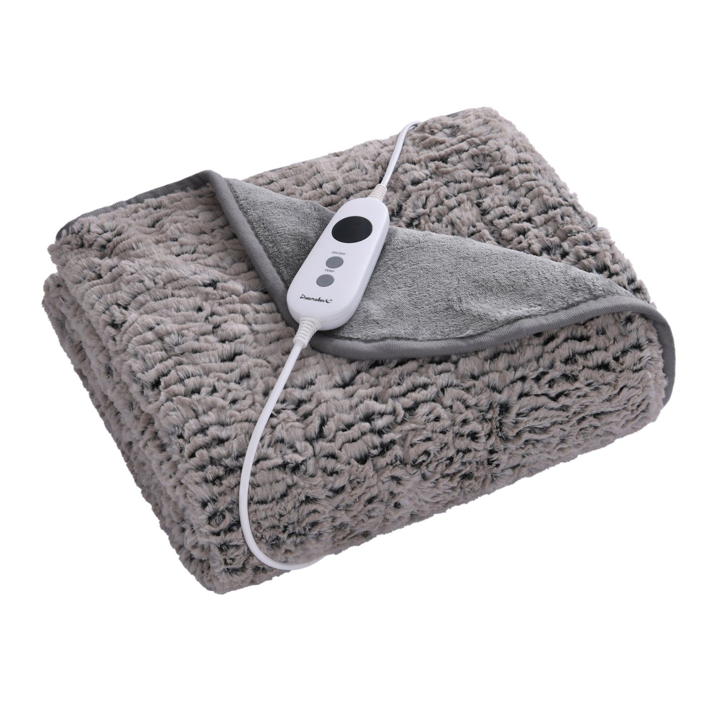 Premium Faux Chinchilla Fur Heated Throw - Grey