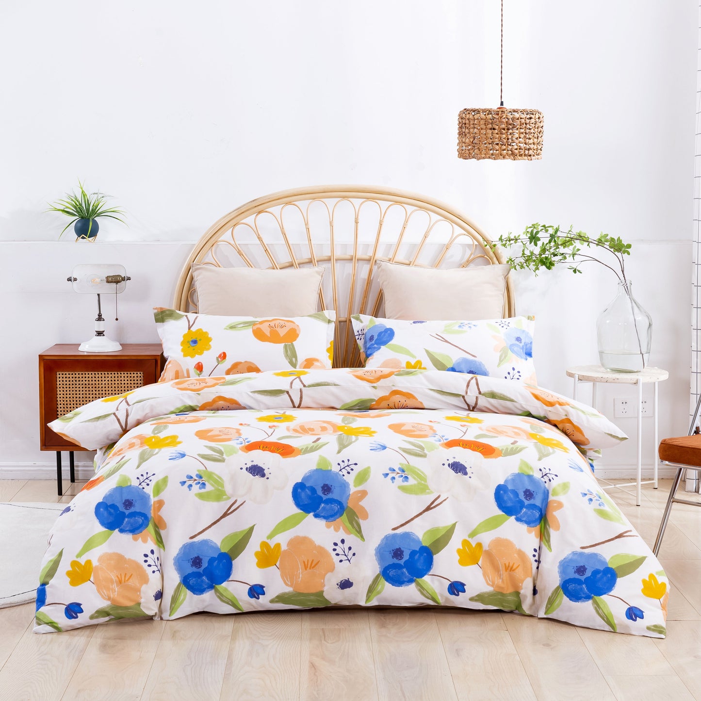 Lily Orange 100% Cotton Quilt Cover Set