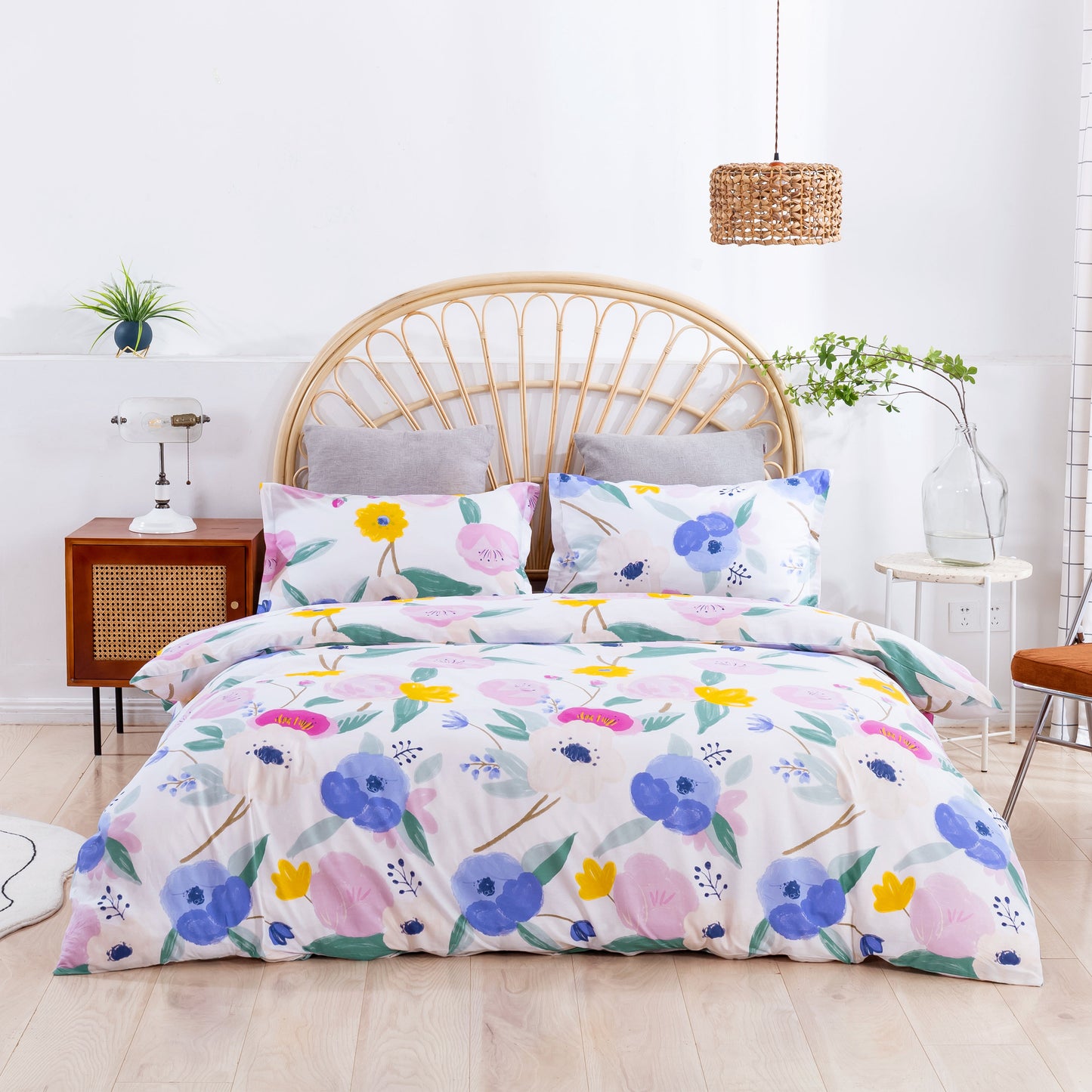 Lily Purple 100% Cotton Quilt Cover Set