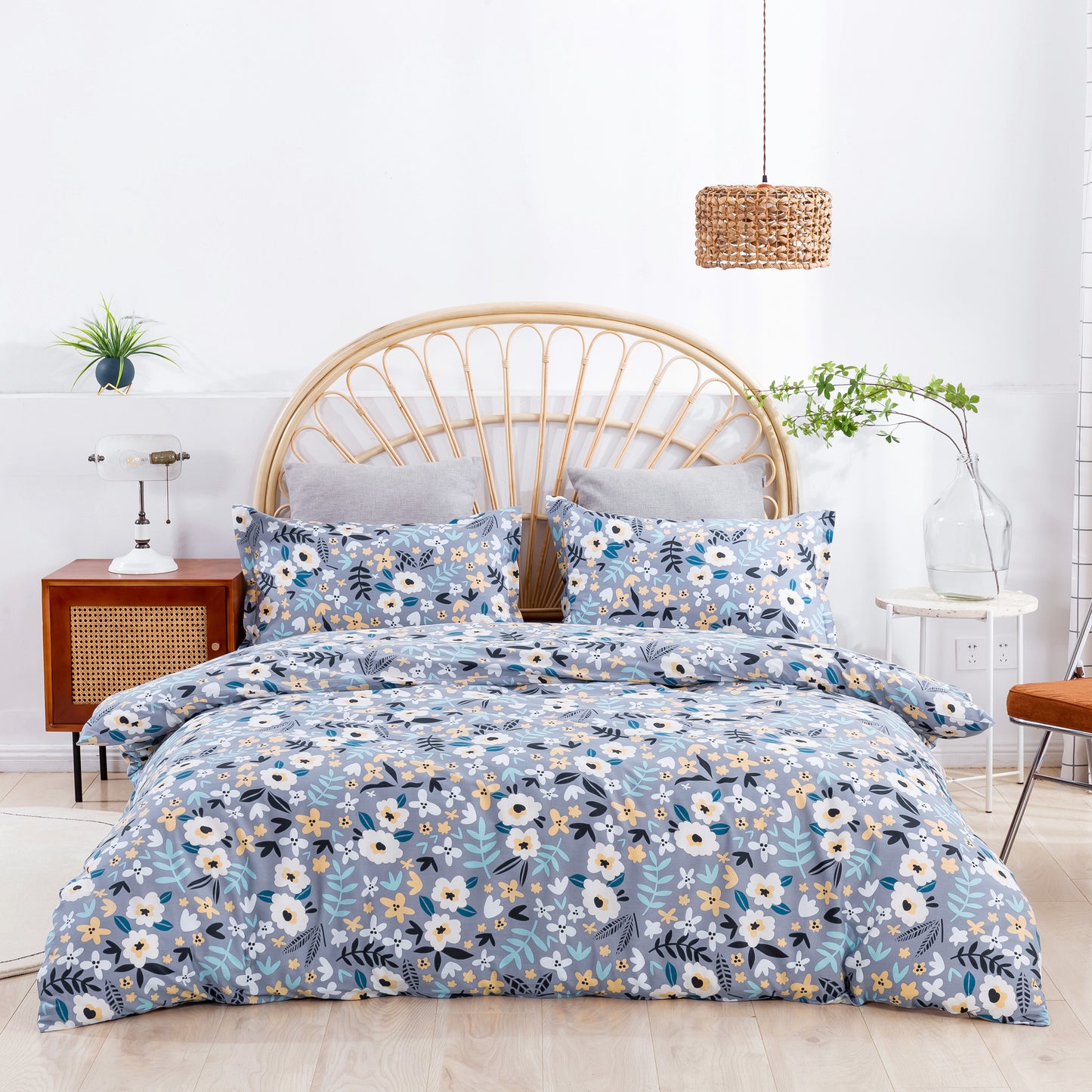 Alice Grey 100% Cotton Quilt Cover Set