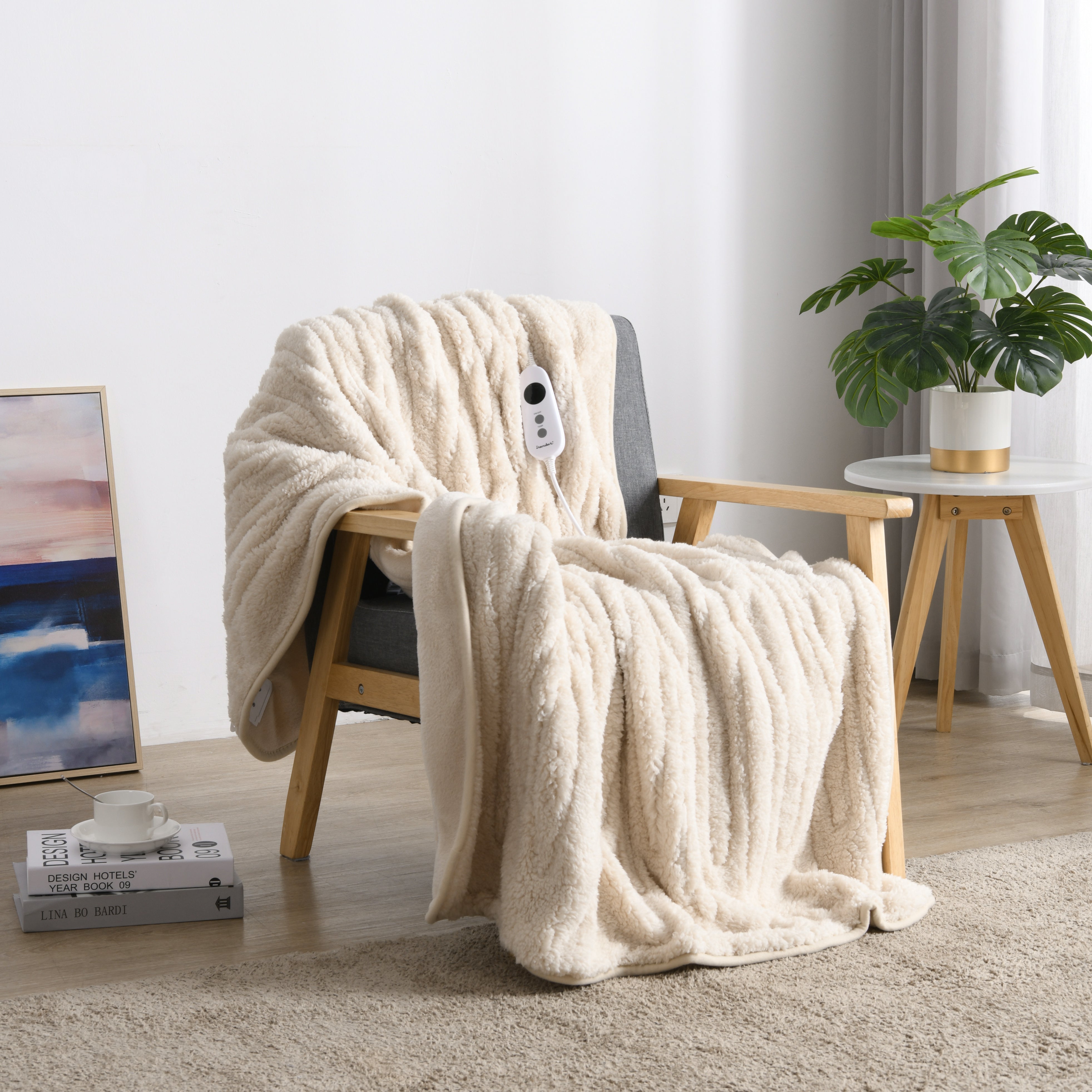 Coral sherpa blanket top