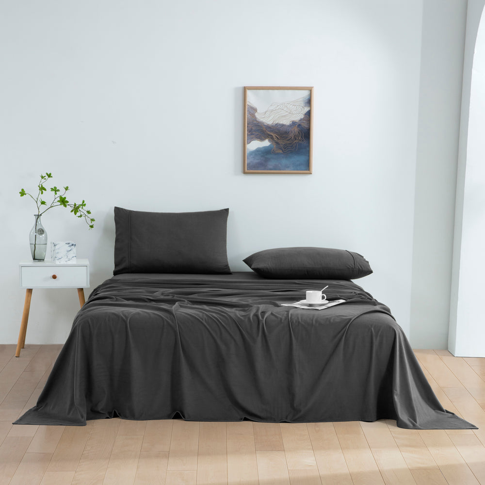 Micro Flannel Sheet Set Charcoal