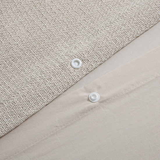 Herringbone 100% Cotton Quilt Cover Set Natural - Cream