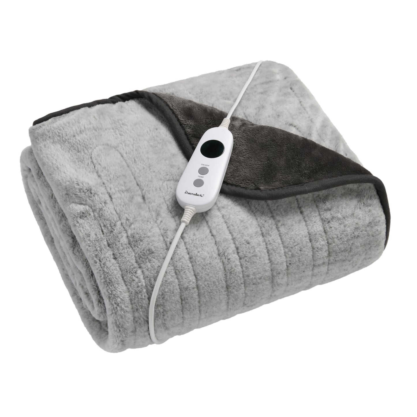 Faux Mink Heated Throw Silver with White Tip 160x120cm