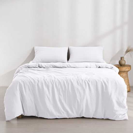 Superfine Washed Microfibre  Quilt Cover Set White