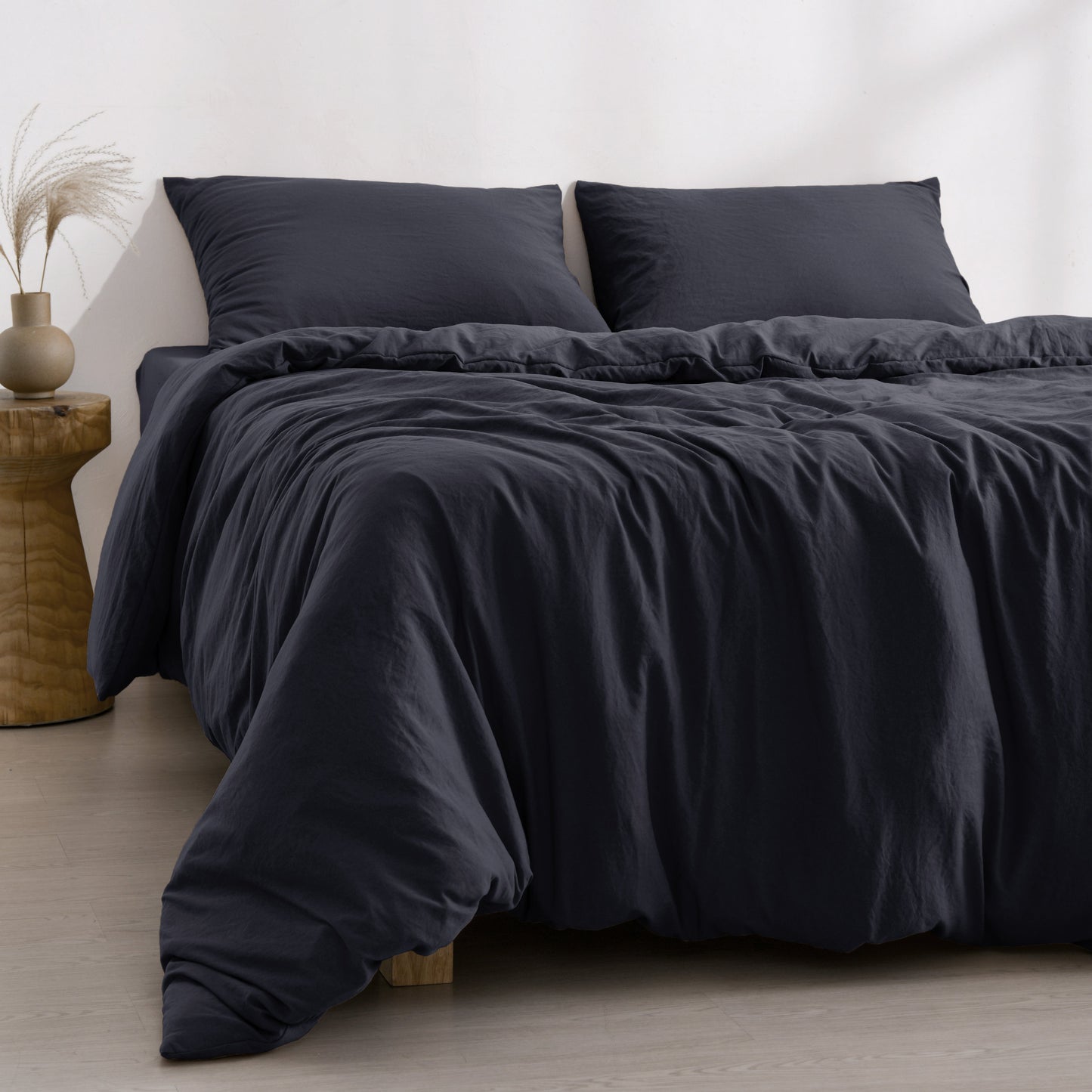 Superfine Washed Microfibre  Quilt Cover Set Navy