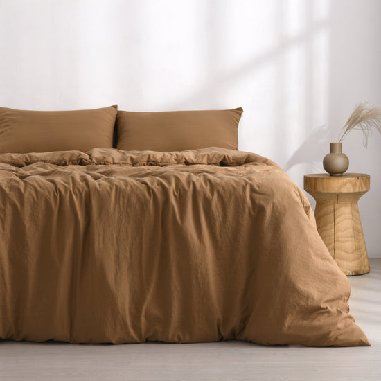 Superfine Washed Microfibre  Quilt Cover Set Rust
